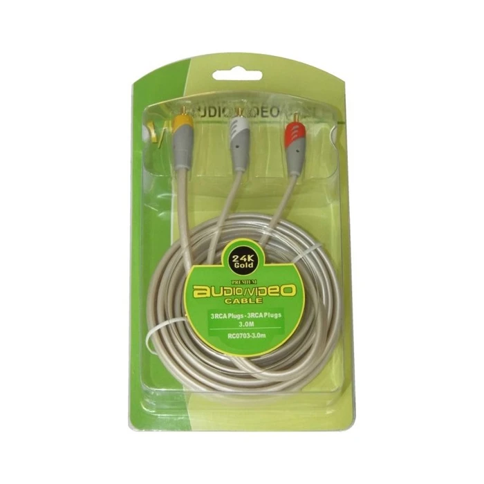 DM PRO 3x RCA M/M Cable 3 m (Model RC0703, SKU A3003-07-3)