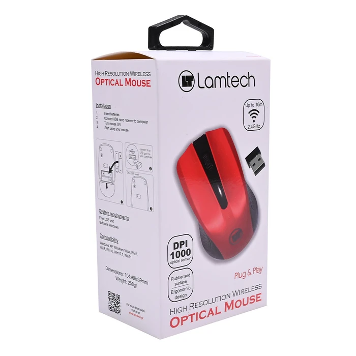 Ποντίκι Ασύρματο Lamtech 2,4G RED