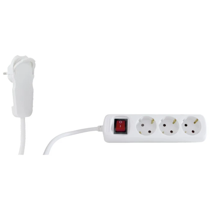 Πολύπριζο Rev 3 Θέσεων, Καλώδιο 3m. Multiple Socket Flat Connector With Switch White