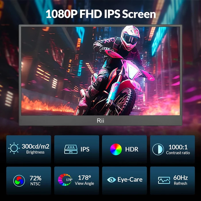 Riitek RS100 IPS HDR Φορητό Monitor 15.6" FHD 1920x1080 Γκρι