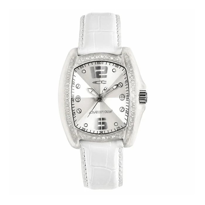 Chronotech Android Women's Quartz Watch RW0002 - 35mm, White Leather Strap, Grey Dial