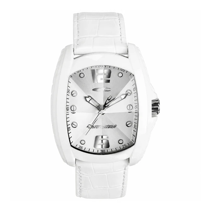 Chronotech Women's Analog Quartz Watch 35mm with White Leather Strap RW0009