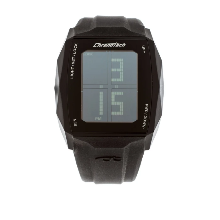 Chronotech Men's Digital Watch RW0021 — 40 mm, Quartz, Black Dial, Black Rubber Strap