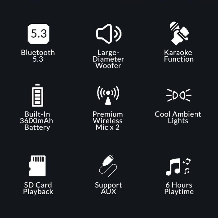 Karaoke Sonic Gear Bt5.3 Portable Rgb Wireless Speaker Iox K800 White