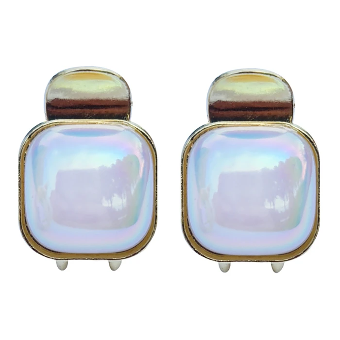 Κλιπ Μαλλιών Roxxani Rxn-0006 με Τετράγωνη Οπάλ Πέτρα, Χρυσό, 2Τμχ