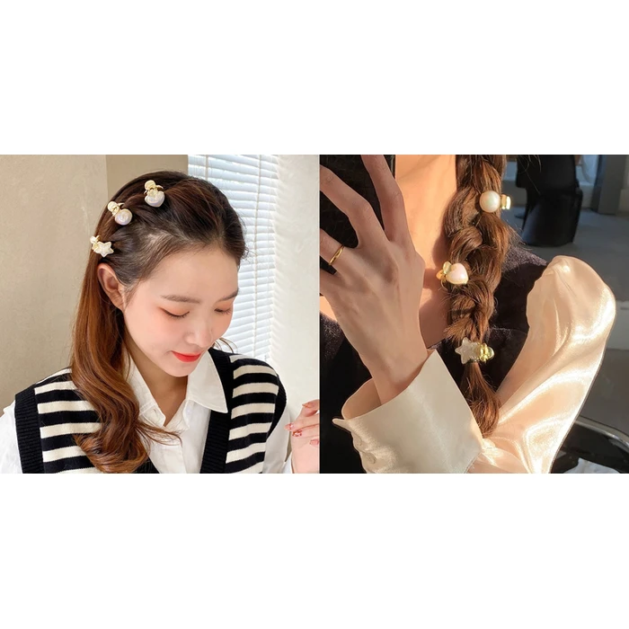 Κλιπ Μαλλιών Roxxani Rxn-0006 με Τετράγωνη Οπάλ Πέτρα, Χρυσό, 2Τμχ