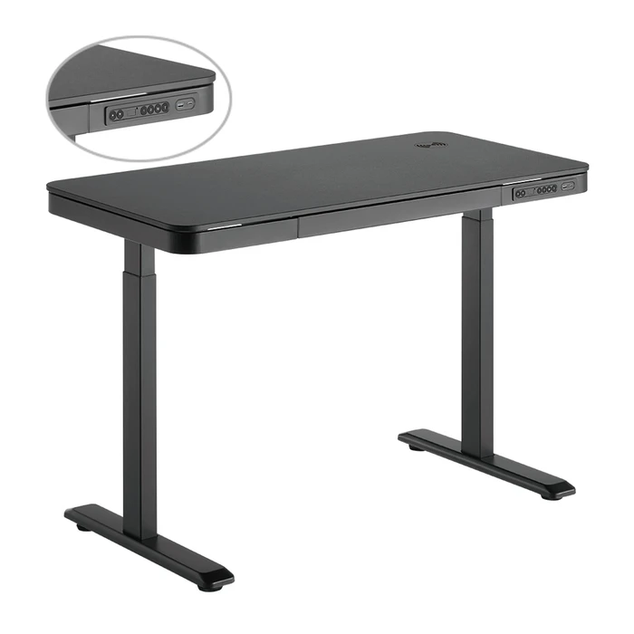 Ηλεκτρικό Γραφείο Brateck S08-22DSWW με συρτάρι, 118x60x72~120cm, Μαύρο