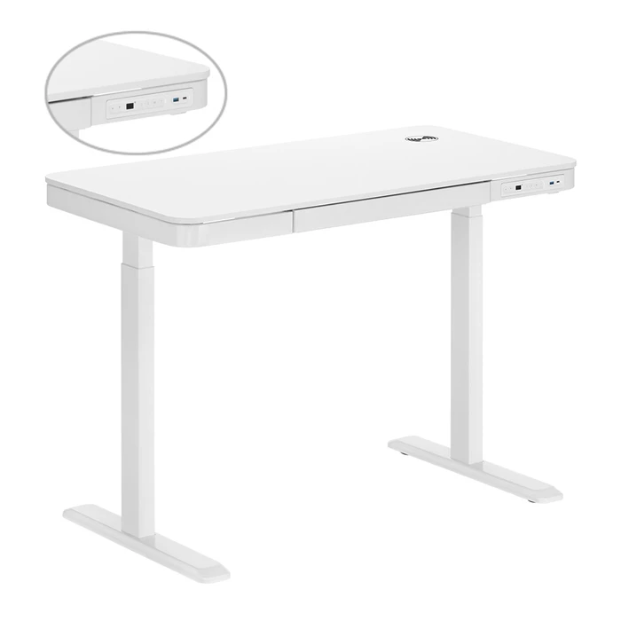Ηλεκτρικό Γραφείο Brateck S08-22DSWW με συρτάρι, 118x60x72~120cm, λευκό