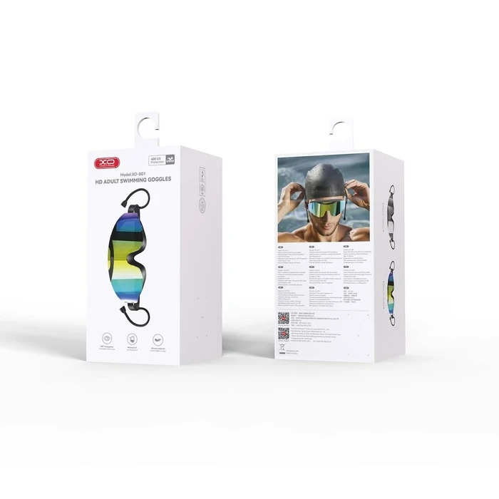 XO Γυαλιά Κολύμβησης για Ενήλικες Αντιθαμβωτικά με Κλιπ Μύτης και Ωτοασπίδες Μαύρα