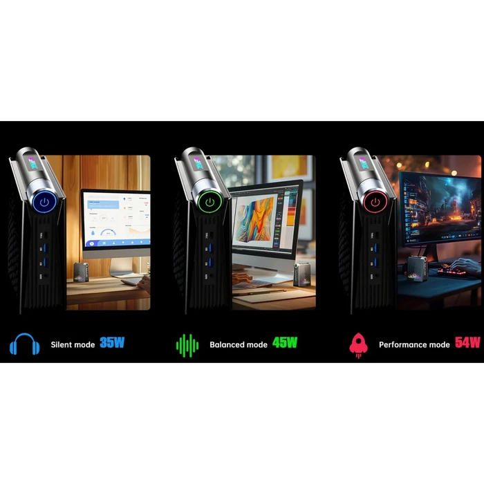 Acemagic Mini PC Ryzen 7 H255 (16GB LPDDR5 / 512GB NVMe SSD) Windows 11 Pro - RGB Black