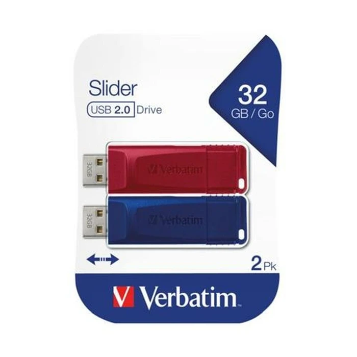 USB Flash Verbatim Slider 2 Τεμάχια Πολύχρωμο 32 GB