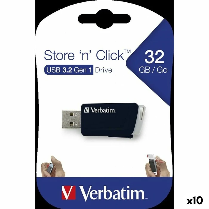 USB Flash Verbatim STORE´N´CLICK Μαύρο 32 GB (x10) 