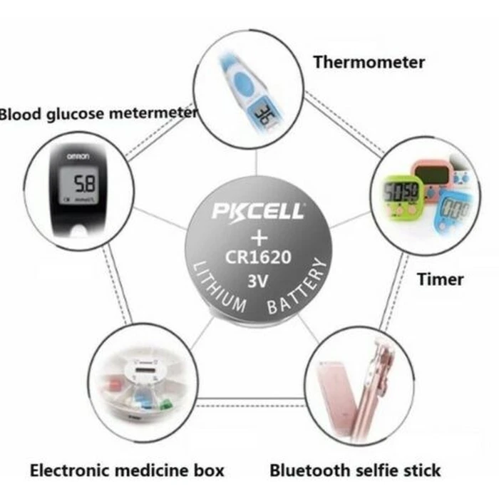 Default Pkcell Lithium Button Battery CR1620 1B 1pc