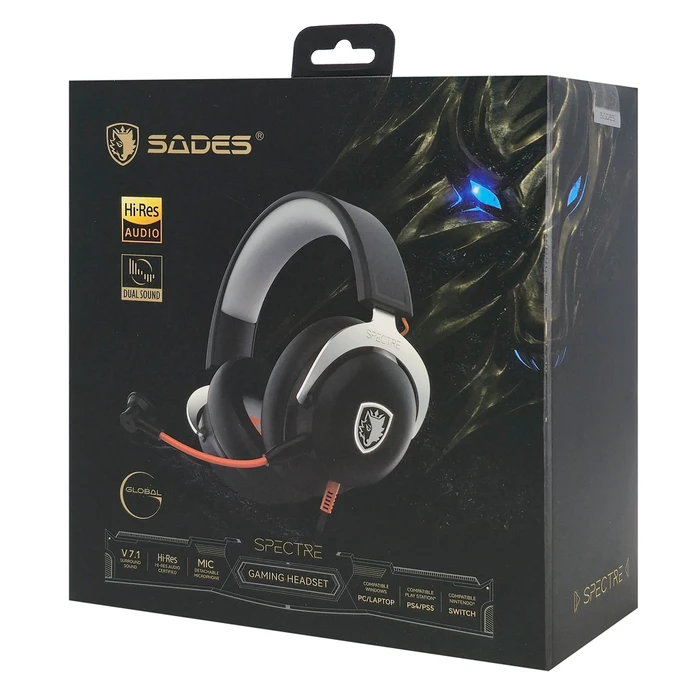 Sades Spectre Over Ear Gaming Headset με σύνδεση USB for Nintendo Switch / PC / PS4 / PS5