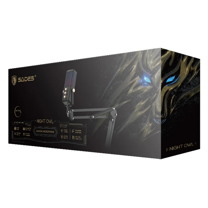 Sades Night Owl Δυναμικό Μικρόφωνο με USB Type-C Επιτραπέζιο, Gooseneck