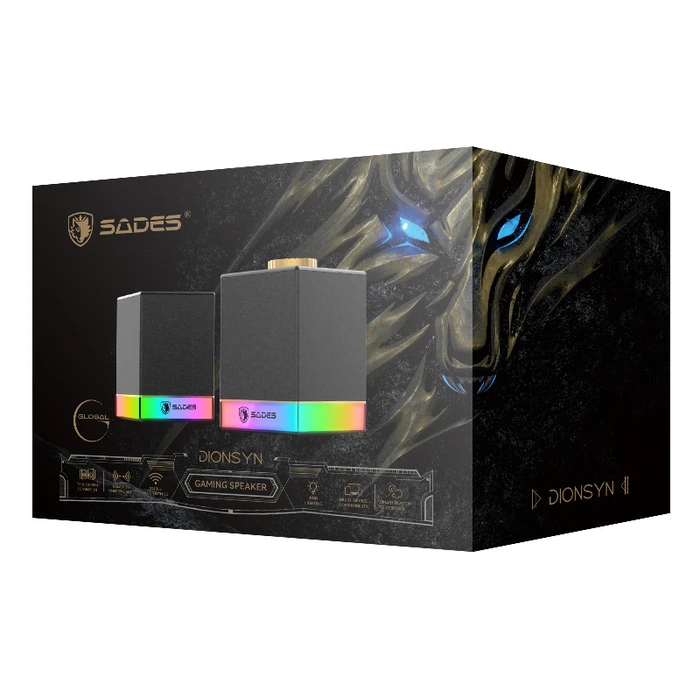 Sades Dionsyn Ασύρματα Ηχεία Υπολογιστή 2.0 με RGB Φωτισμό και Bluetooth Ισχύος 5W Μαύρα