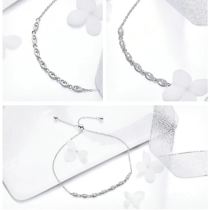 Βραχιόλι Bamoer Scb086 με Κυβική Ζιρκόνια, Ασήμι 925, Ασημί