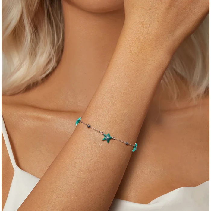 Βραχιόλι Bamoer Scb276, Σχήμα Κοχύλι, Ασήμι 925, Ασημί/Βεραμάν