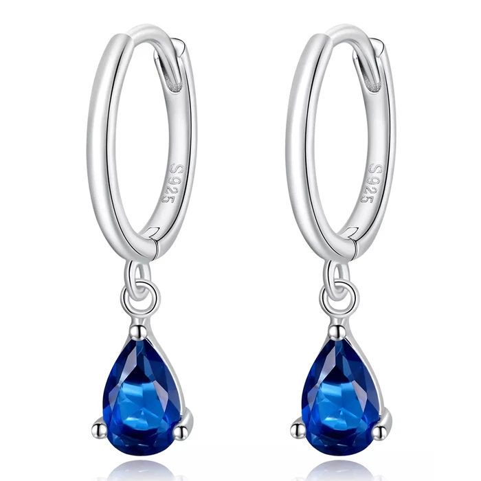 Σκουλαρίκι Bamoerα Κρίκοι Sce1018-Bu με Κυβική Ζιρκόνια, Ασήμι 925, Μπλε