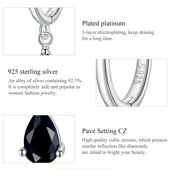 Σκουλαρίκι Bamoerα Κρίκοι Sce1018-Bu με Κυβική Ζιρκόνια, Ασήμι 925, Μπλε