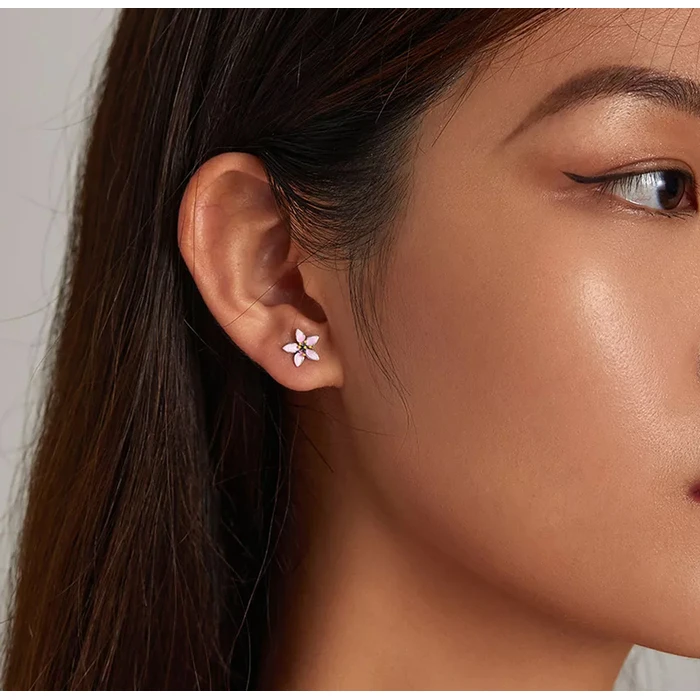 Σκουλαρίκι Bamoerα Καρφωτά Λουλούδι Sce1273, Ασήμι 925, Ασημί