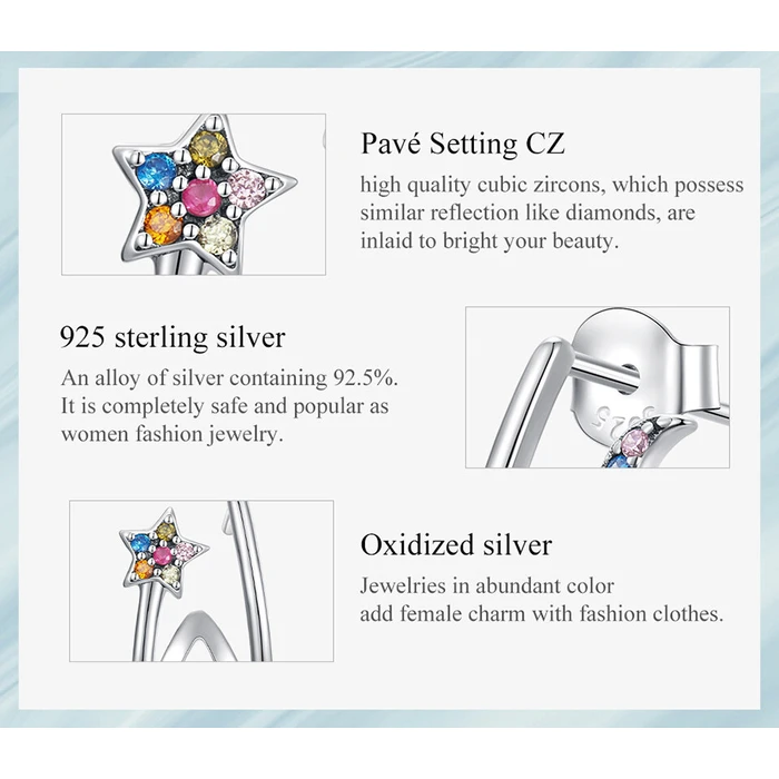 Σκουλαρίκι Bamoerα Διπλοί Κρίκοι Sce1480, Κυβική Ζιρκόνια, Ασήμι 925