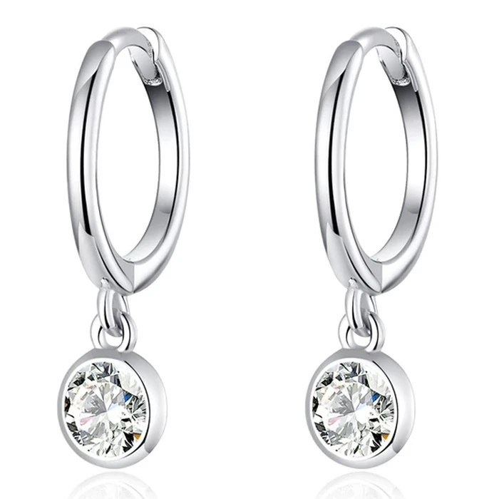 Σκουλαρίκι Bamoerα Κρίκος Sce830 με Κυβική Ζιρκόνια, Ασήμι 925, Ασημί