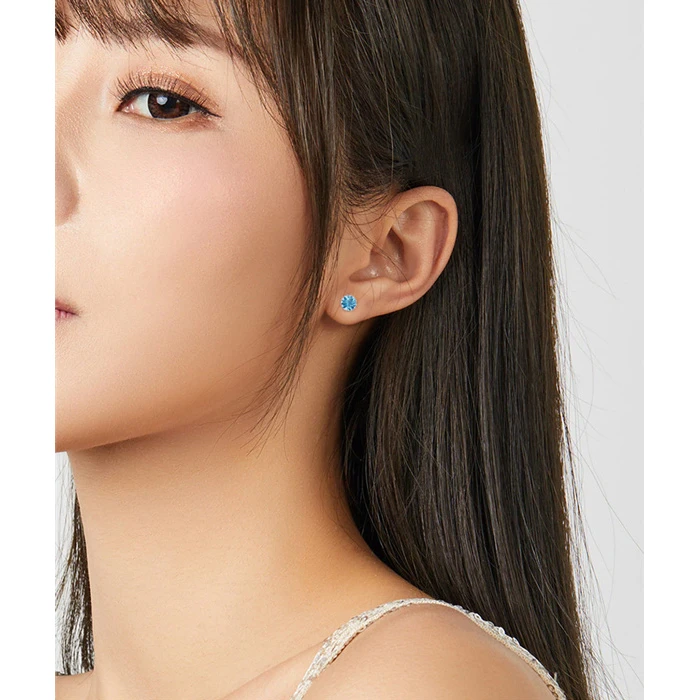 Σκουλαρίκι Bamoerα Καρφωτά Sce862-12 με Κυβική Ζιρκόνια, Ασήμι 925, Μπλε