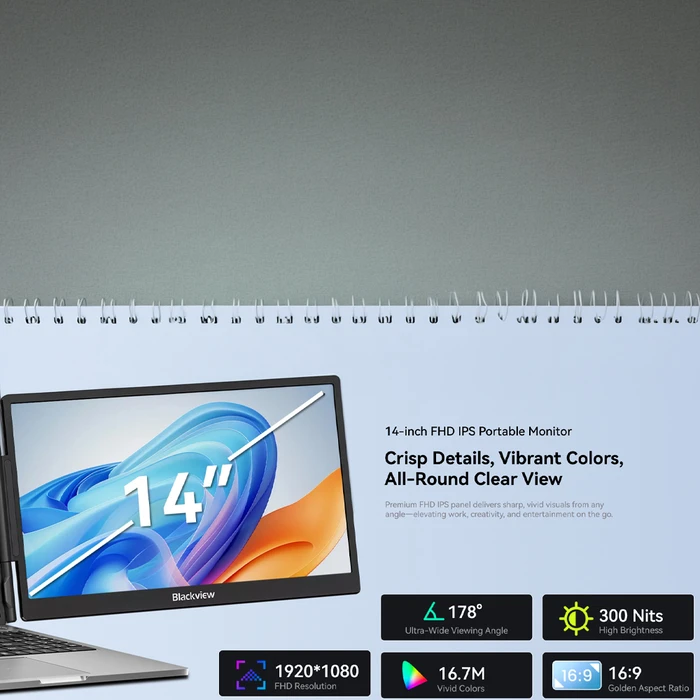 Blackview SCM5 14" Μονό Screen Extender για Laptop LCD 60Hz 1080p Μαύρο