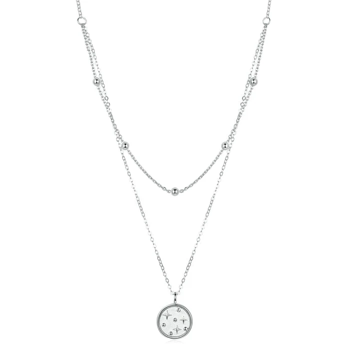 Κολιέ Bamoer Scn365 Δυο Σειρών, Ασήμι 925, Ασημί