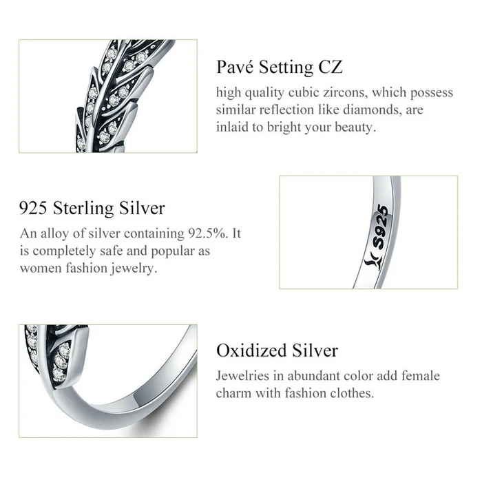 Δαχτυλίδι Bamoer SCR313, Κυβική Ζιρκόνια, Ανοιγόμενο, Ασήμι 925, Ασημί