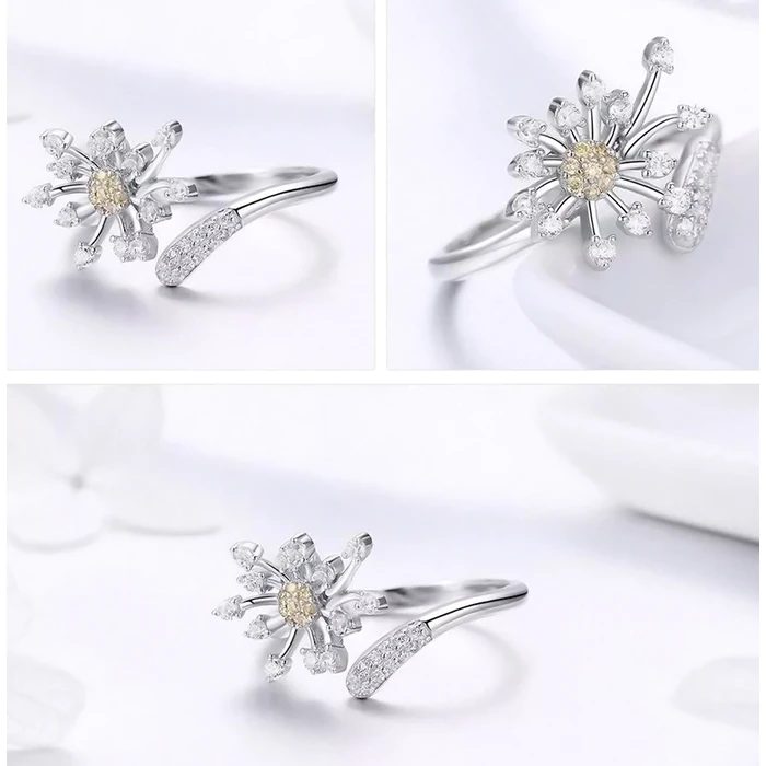 Δαχτυλίδι Bamoer SCR471 με Κυβική Ζιρκόνια, Ανοιγόμενο, Ασήμι 925, Ασημί