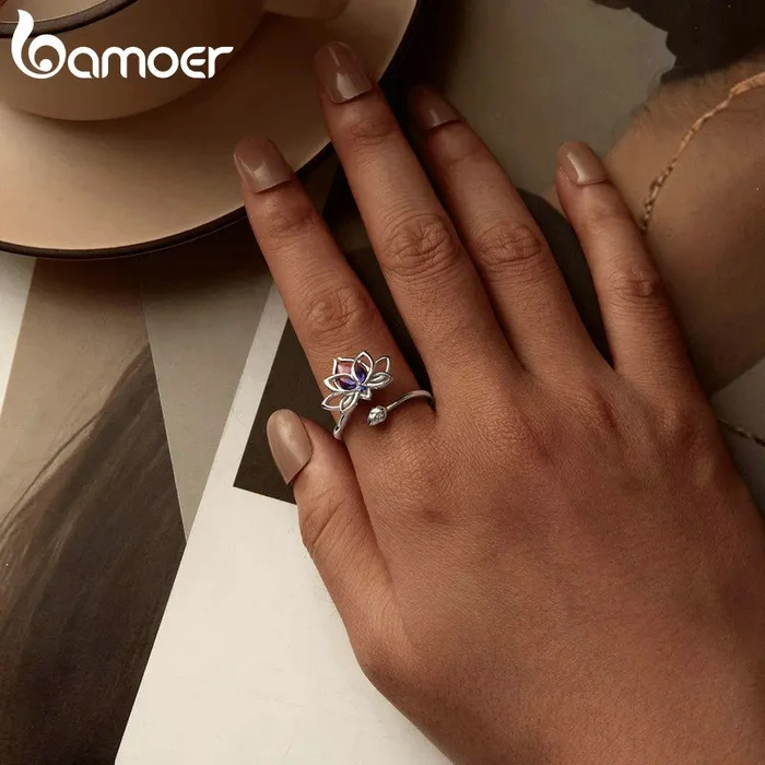 Δαχτυλίδι Bamoer SCR984-E με Συνθετική Τουρμαλίνη, Ασήμι 925, Ασημί