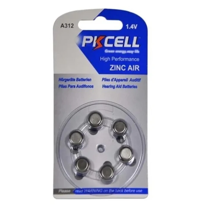 Pkcell Μπαταρία Ακουστικών Βαρηκοΐας A312 1.4V Zinc Air 6τμχ