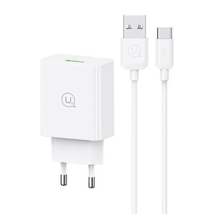 USAMS Wall Charger SCXLTZ02 with USB C Cable USB 18W White