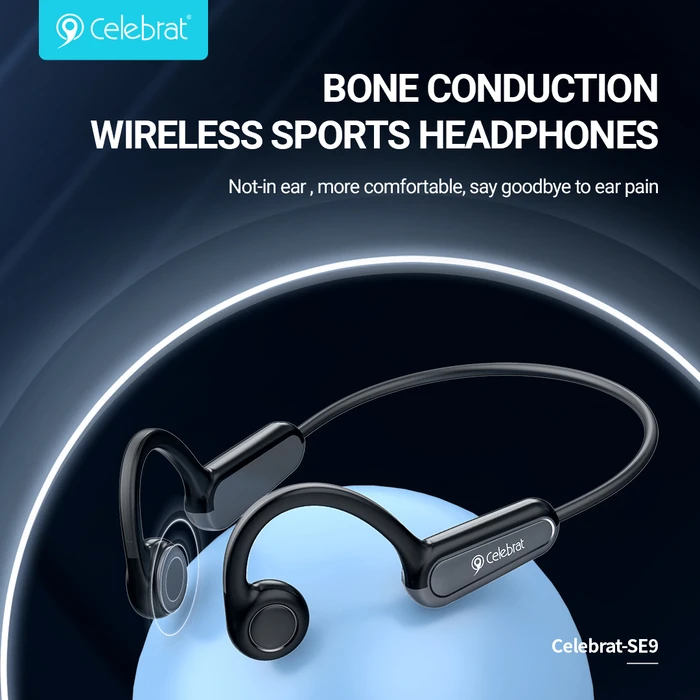 Celebrat SE9 Bone Conduction Bluetooth Handsfree Ακουστικά με Αντοχή στον Ιδρώτα Μαύρα