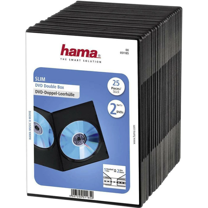 Θήκη DVD Hama Slim Double Jewel pack of 25, black 51185
