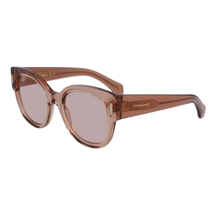 Salvatore Ferragamo Γυναικεία Γυαλιά Ηλίου SF2007S 51/20/140 - Διαφανές Ακετάτ με Μπεζ Φακούς