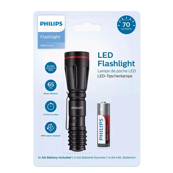 Φακός LED Philips SFL1000P-10, 1000 series, 70lm, μαύρος