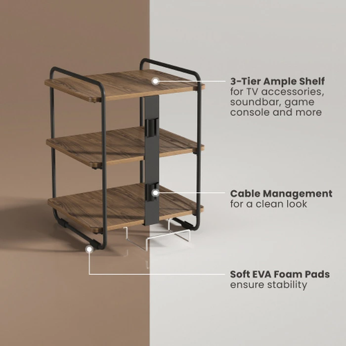 Ραφιέρα Brateck δαπέδου SFR-04, 454x400x496mm, έως 90kg, καφέ-μαύρο