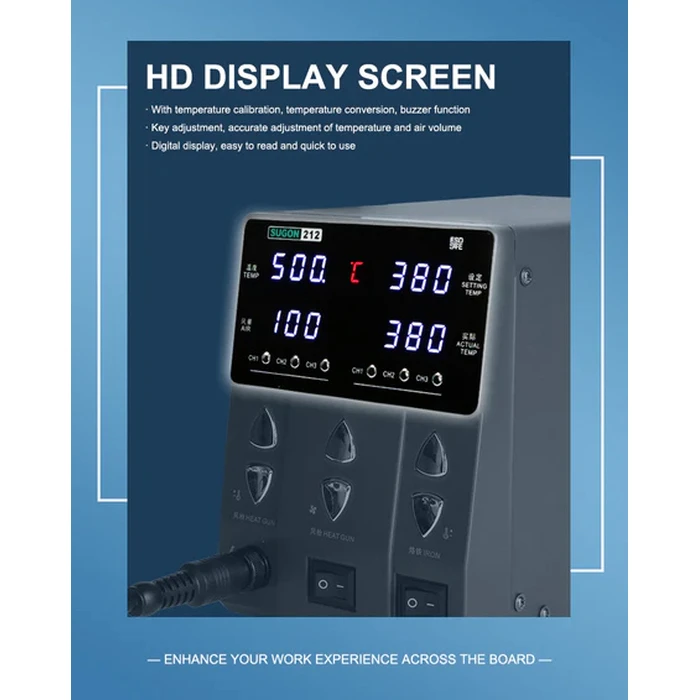 Sugon Σταθμός Συγκόλλησης 212 Με Κολλητήρι & Air Gun, 760w, 200-450 °C