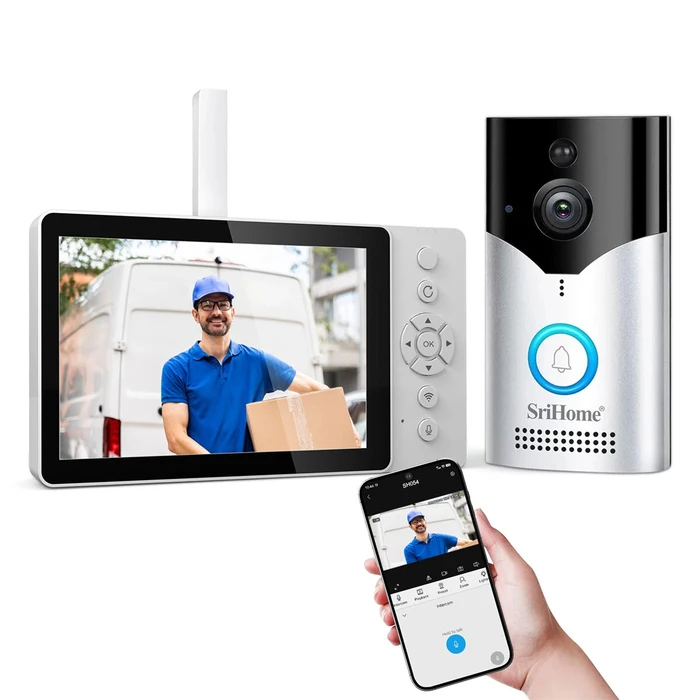 SRIHOME / Sricam Wireless Video Intercom Doorbell Camera SH054 White (4MP HD, Wi‑Fi)