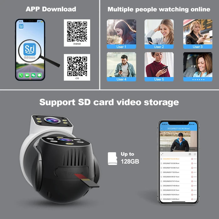 Sricam SH068 IP Dual Κάμερα Παρακολούθησης Wi‑Fi Full HD 1080p Αδιάβροχη με Αμφίδρομη Επικοινωνία