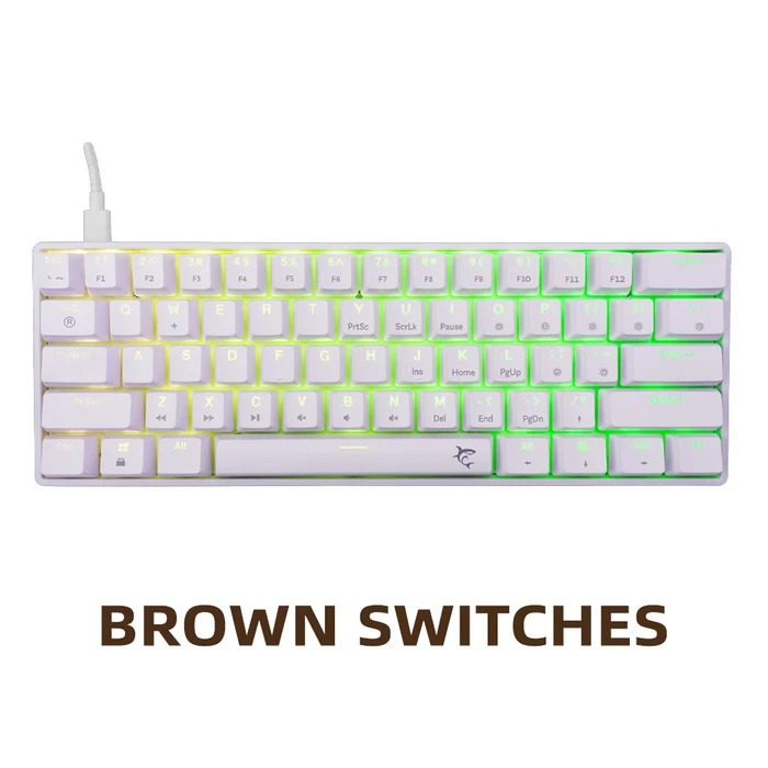 White Shark Shinobi 2 Μηχανικό Gaming Πληκτρολόγιο 60% US Λευκό (Outemu Brown)