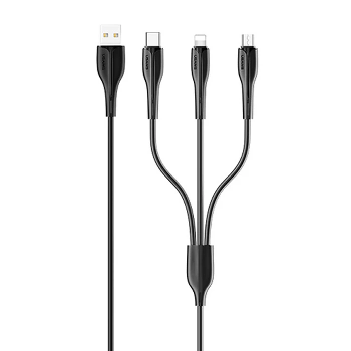 Καλώδιο USB Usams σε USB-C/Lightning/Micro USB US-SJ374, 10W, 1m, μαύρο