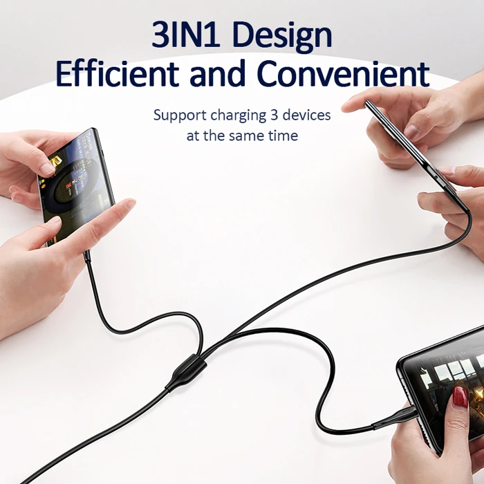 Καλώδιο USB Usams σε USB-C/Lightning/Micro USB US-SJ374, 10W, 1m, μαύρο