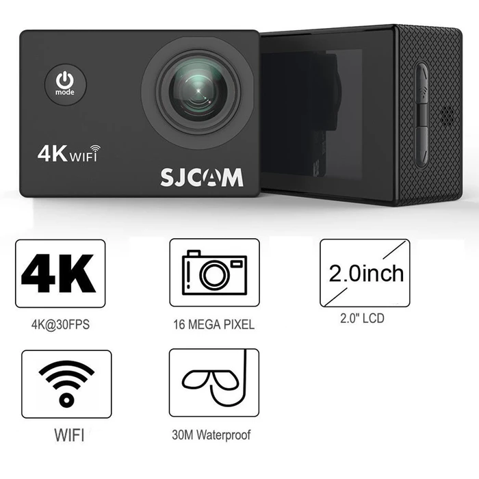 Action Camera SJcam Sj4000 Air, 4K, 16Mp, Wifi, 2" Lcd, Αδιάβροχη, Μαύρη