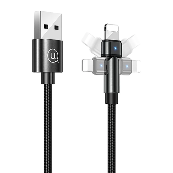 Καλώδιο Lightning Usams σε USB US-SJ476, περιστρεφόμενο, 10.5W 1m, μαύρο