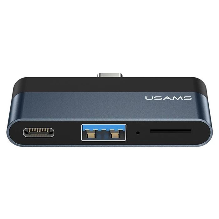 USB Hub Usams Type-C US-SJ491, USB/Type-C PD/micro SD θύρες, 5Gbps, γκρι