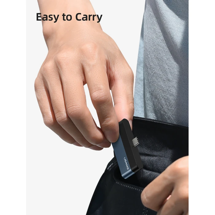 USB Hub Usams Type-C US-SJ491, USB/Type-C PD/micro SD θύρες, 5Gbps, γκρι